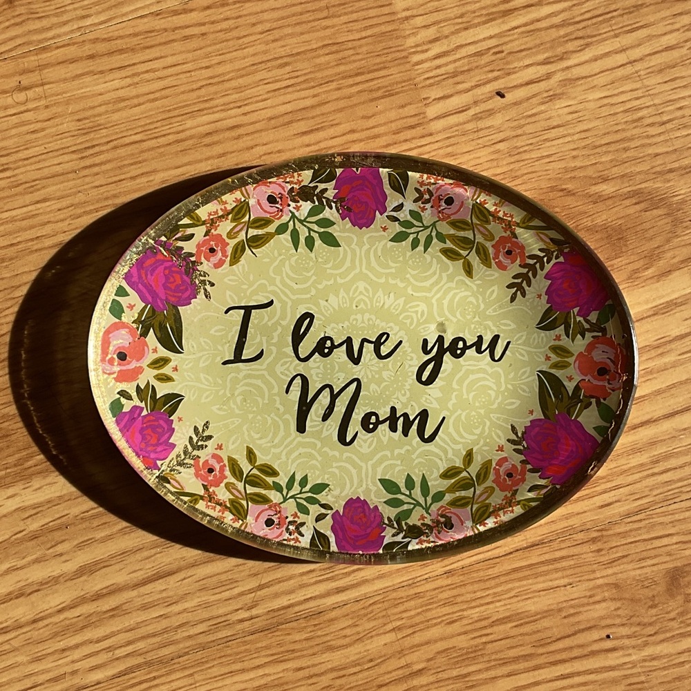 Floral 'I Love You Mom' Decorative Plate